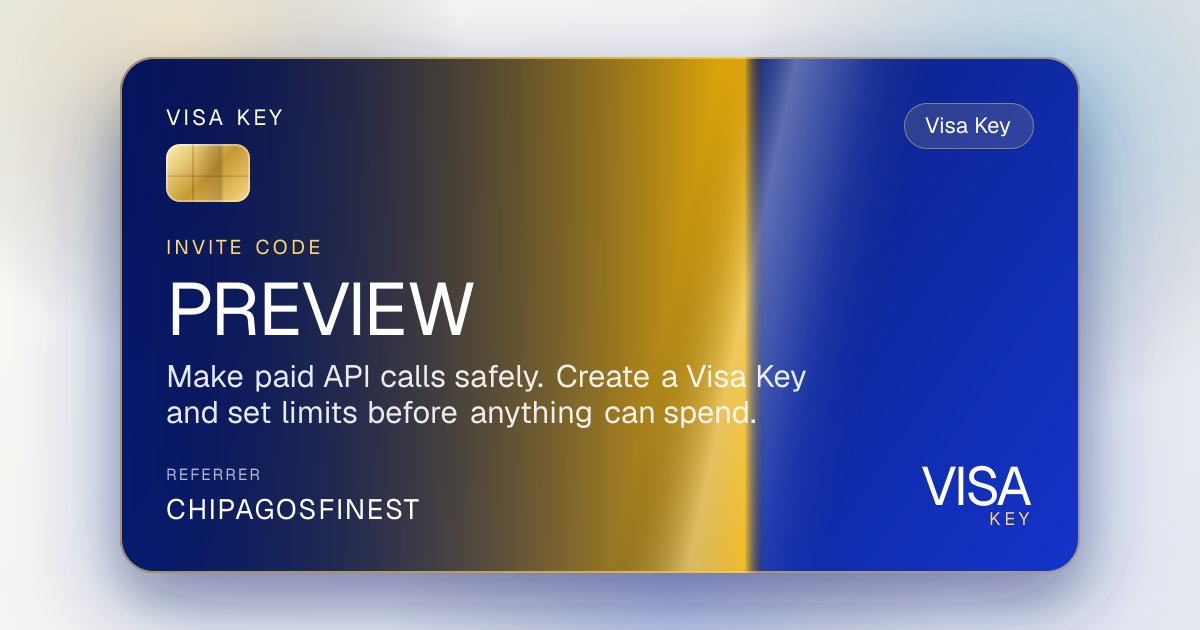 CHIPAGOSFINEST referral card for Call the API. Invite code preview.